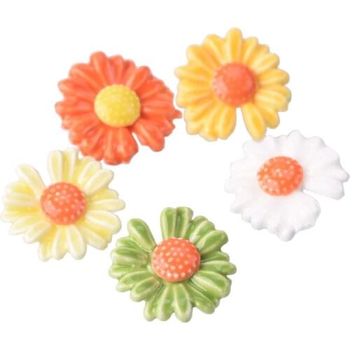 10pcs 18mm Daisy Flower Shape Hole on Back Ceramic Loose Beads lot for Jewelry Making DIY Crafts