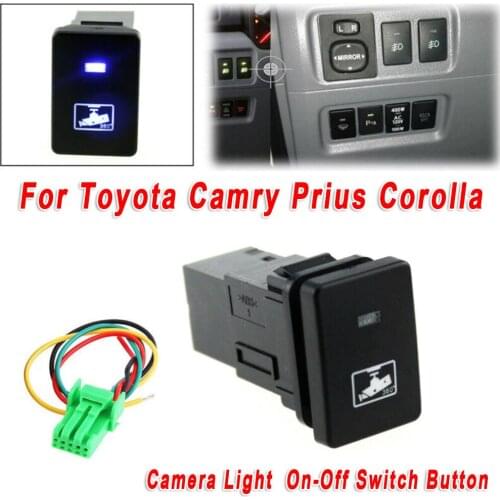 12V Blue LED Camera Lights Push On/Off Switch Button For Toyota Camry Prius Car Button Switch Car Interior Parts
