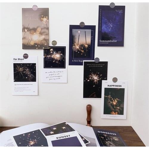 15Pcs Ins Style Brilliant Fireworks Deep Blue Sky Paper Card Wall Stickers Decorations Photography Props Home Decor Wall Design