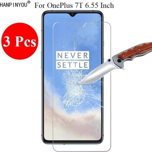 3 Pcs/Lot New 9H 2.5D Hard Tempered Glass Screen Protector For OnePlus One Plus 7T 6.55" Protective Film Guard + Clean Tools