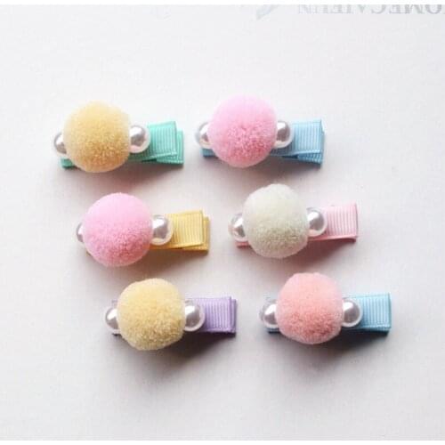 30pc/lot Delicated Girls Wool Pearl Hair Clip Top Quality Hairpin Kid Barrette Soft Korear Hair Grips Cute Pink Peach Headwear