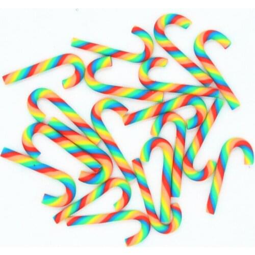 50PCS/Pack Wholesale 10mmX30mm G-Y-O Strips Polymer Clay Candy Crutch Candy Miniatures|Christmas Party Decoration