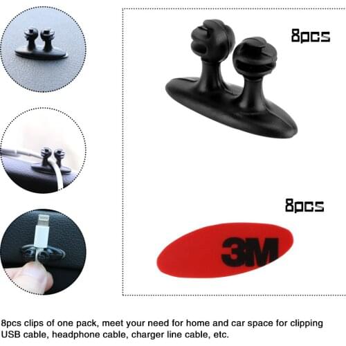 8pcs/lot Self-adhesive Clamp Car Wire Cable Holder Cord Clip Tie Fixer Organizer Drop Phone Headphone Cable Clip