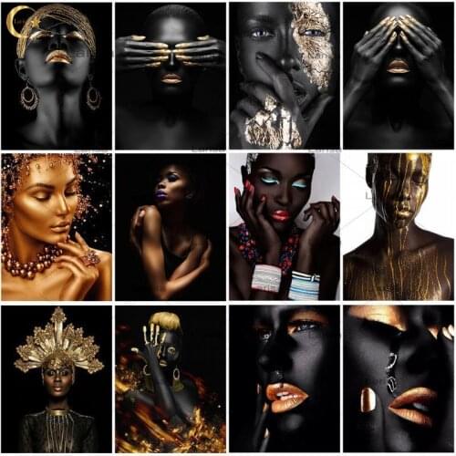 5D DIY Diamond Painting African Women Cross Stitch Diamond Embroidery Portrait Mosaic Art Picture Rhinestones Home Decoration