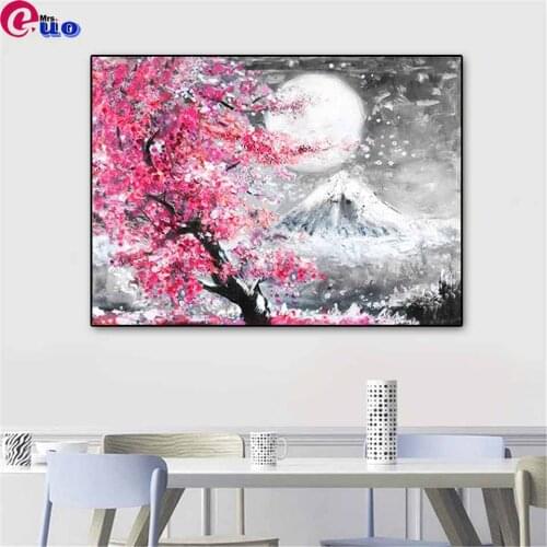 Diamond Painting Landscape Japan Cross Stitch 5D DIY Full Square Drill Diamond Embroidery Mosaic Mount Fuji Cherry Blossom Decor