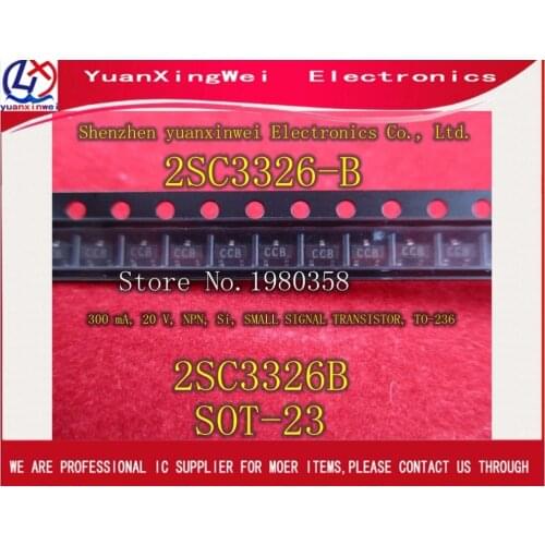 Free shipping 50pcs/lot 2SC3326-B 2SC3326B 2SC3326 CCB SOT23 TRANS NPN 20V 0.3A