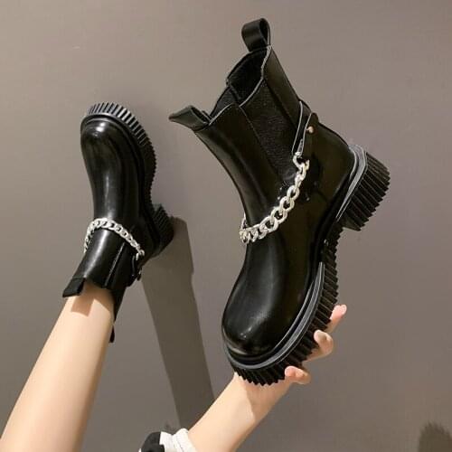 Autumn Winter Chelsea Boots Women 2021 Platform Brown Black Beige White Ankle Boots For Women Fur Short Chunky Punk Gothic Shoes