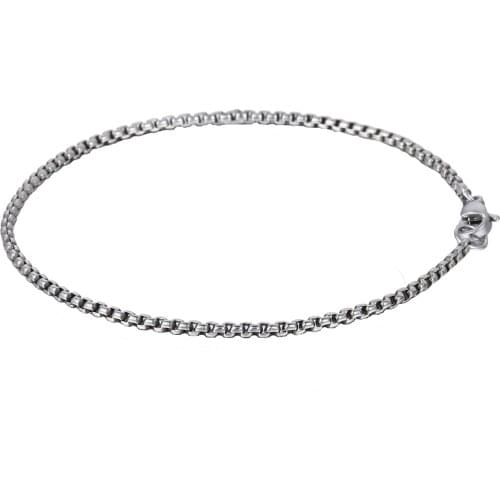 2mm Mens Womens Bracelet Gunmetal Color Stainless Steel Round Box Link Chain Lobster Clasp Jewelry KB472