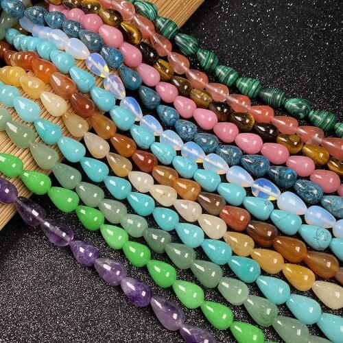 Natural Stone Beads Water Drop Shape Various Colors Loose Stone Beads For Women Jewelry Making Bracelet Necklace Size 10x14mm