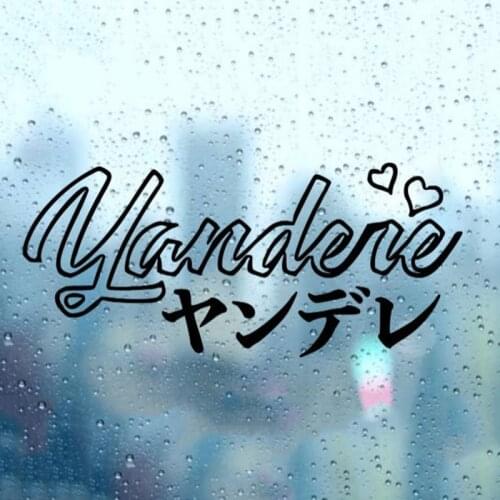 Black/Sliver Yandere Japanese Aesthetic Car Sticker Small/Big Size Removable Waterproof Window Body Decal S1326