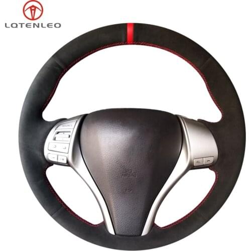 LQTENLEO Black Suede Car Steering Wheel Cover For Nissan Teana Altima 2013-2018 X-Trail Qashqai 2014-2018 Rogue Pulsar 2015-2017