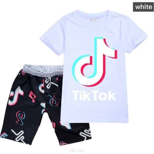 Kids Tik Tok Clothing Sets Summer Boys Girls Clothes Boys Music Mark T-Shirt+Pants 2pcs Outfits Children Clothes Set Teenagers