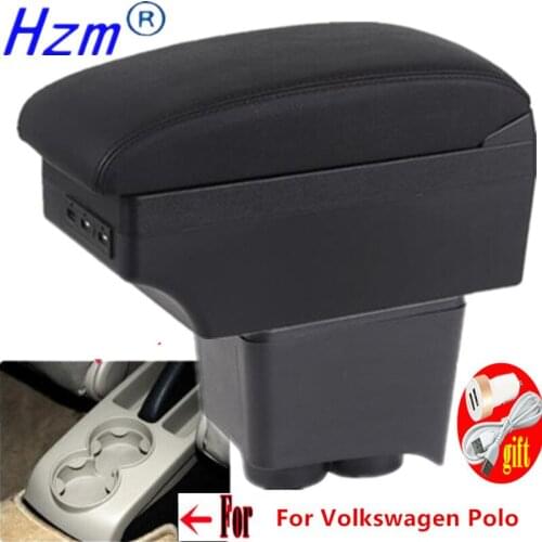 For Volkswagen VW Polo 9N 02-2009 2005 2006 2007 2008 Storage Box Center Console Leather Cup Holder Dual Layer Armrest Arm Rest
