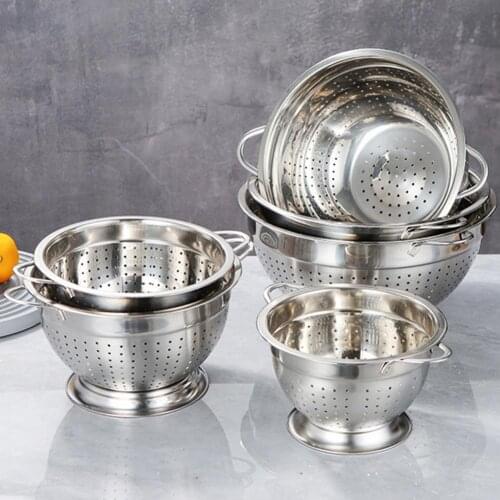 5 Styles Stainless Steel Kitchen Hole Dense Mesh Sifter Colander Strainer Sieve Baskets Vegetable Colanders