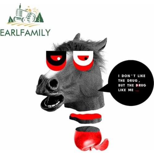 EARLFAMILY 13cm x 12.5cm Horse Cartoon Car Stickers Sunscreen Vinyl JDM Bumper Scratch-proof Window Waterproof Anime Fine Decal