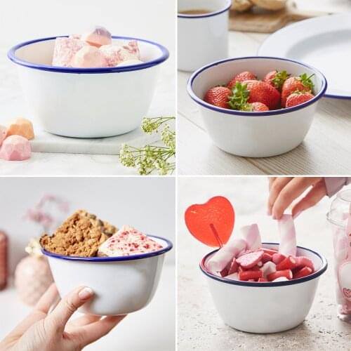 Simple Design Enamel Salad Bowls Spaghetti Soup Bowl Rice Bowl Friends Party Ice Cream Snack Bowl Personalised Storage Gift Bowl
