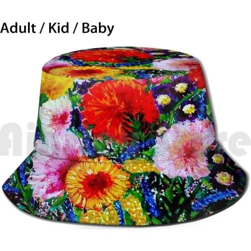 Gustav Klimt : Vintage Flower Floral Arrangement Painting Print Sun Hat Foldable UV Protection Gustav Klimt Gustav Klimpt