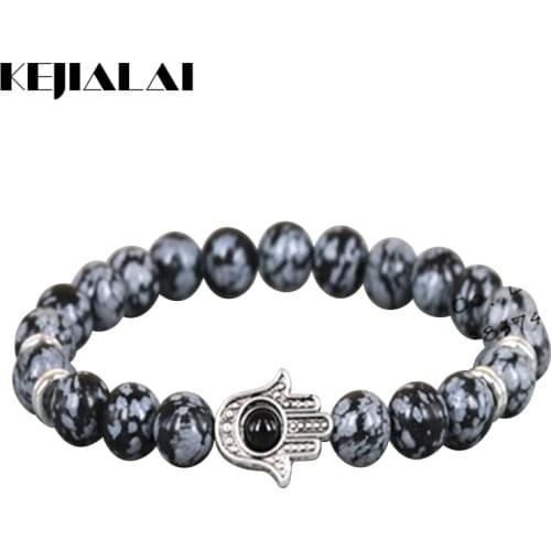 KEJIALAI 1pcs Natural 8mm Fashion Beads Bracelet Women Lava Energy Stone Beads Bracelet 2018 Fashion Mens Yoga Mala Bracelets