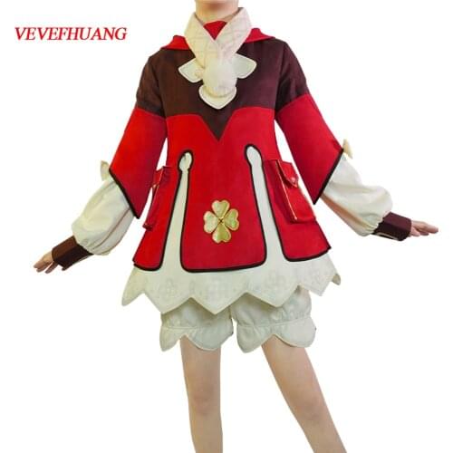 VEVEFHUANG Kосплей Game Genshin Impact Cosplay Klee Costume Halloween Xmas Carnival Party Lolita Uniform Christmas Cartoon Out