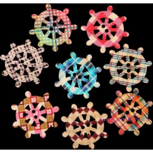 Colorful 2 Holes Wooden Buttons Mixed Sewing Scrapbooking Button Wood Flower Star Owl Heart Beads For Garment DIY