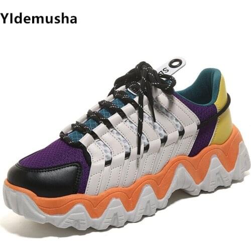 New Fashion Thick Sole Platform Sneakers Men Vulcanize Shoes Man Mixed Color Chunky Sport Shoes Men Casual Trainers Soft Shoes