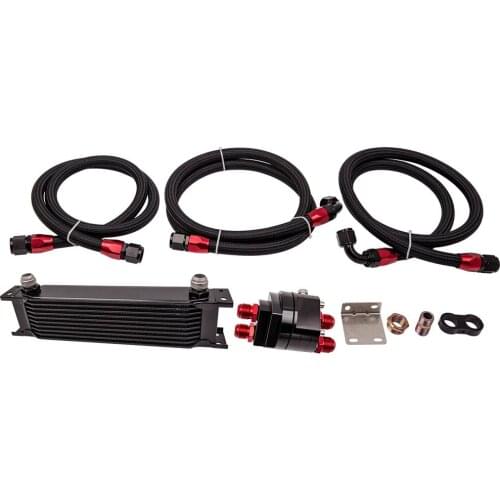 Hot Sale Universal 10 ROW AN10 Engine Aluminum Oil Cooler + Filter Relocation Kit 3 Hose