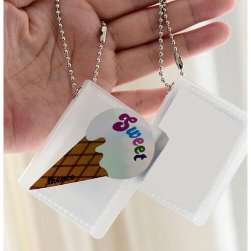 2/3inch Mini Photo Album Transparent PVC Photocard Holder 20 Pockets Business Card Storage Bag Photo Sticker Albums with Chain