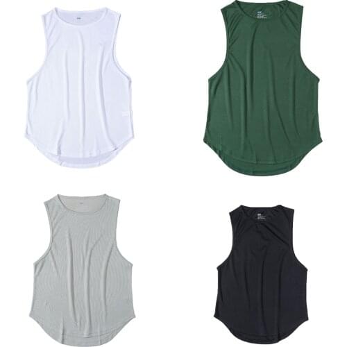 2021 Summer Men Sports Tank Top Sleeveless Round Neck Casual Tanks Solid Color Tops Running Fitness Tops for Men Track Tops
