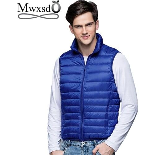 Mwxsd Brand mens winter white duck down fur vest and coat men warm down waistcoat male winter ultralight sleeveless jacket