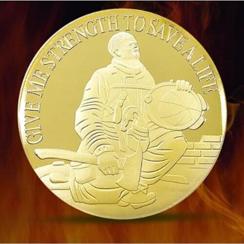 100 pcs Non magnetic American Firemans prayer GIVE ME STRENGTH TO SAVE A LIFE gold plated 40 mm souvenir collectible metal coin