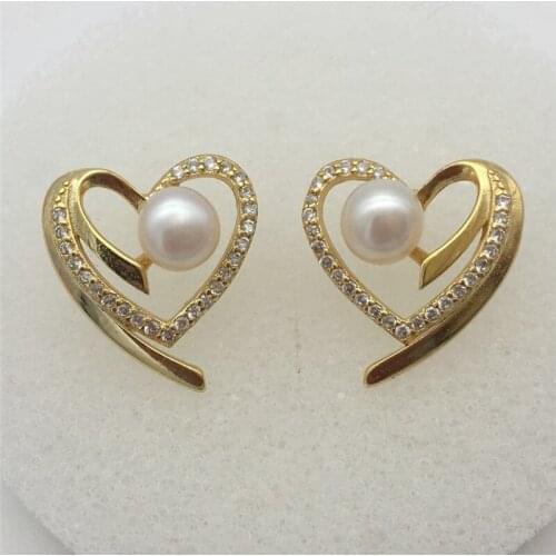 New beautiful Natural white Freshwater Cultured 5-6MM Pearl Tibetan Silver Earrings