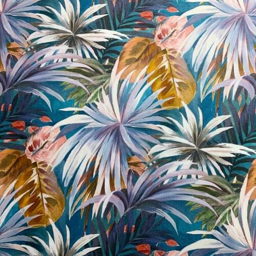 Fashionable Tropical Plant Leaves Faux Cotton DIY Fabric Upholstery Home Decorative Armchair Interior Sofa Cover Table Cloth