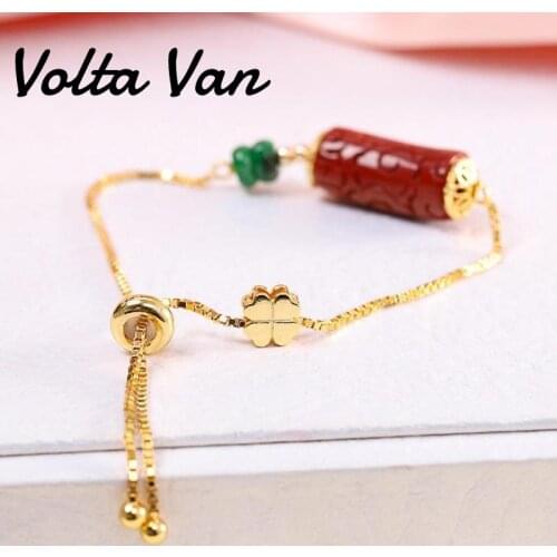 Volta Van Charm Bracelets 925 Sterling Silver Fine Jewelry Natural Jade 2021 New Design Elegant Concise Adjustable Bracelets