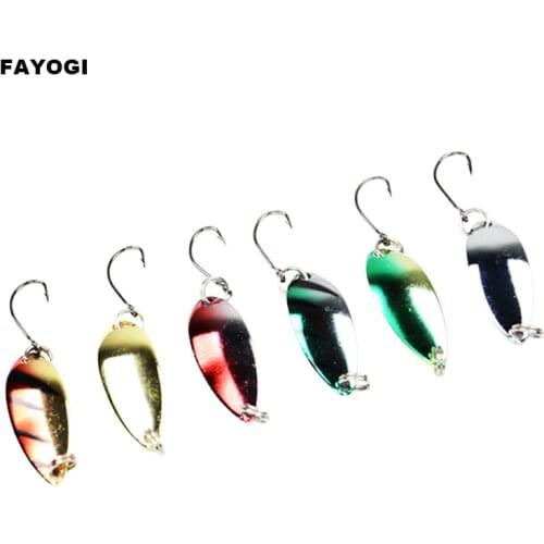 6pcs/sets Fishing Spoon Metal Bait Fishing Lures Mix Color Single Hook Spinner Hard Bait Bass Pike Winter Ice Fishing