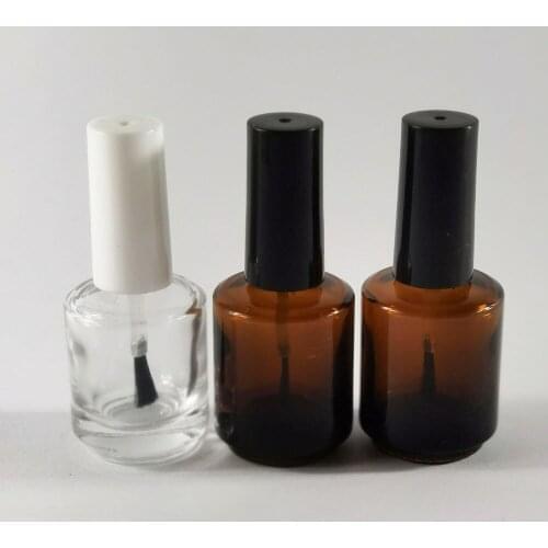 15ml Empty Nail Polished Bottle Clear Amber Glass Bottles With Brush Cap Nail Gel Container Makeup Tool 20PCS/lot