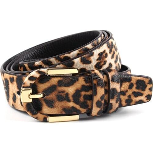 Fashiion Leopard Print Women Genuine Leather Belts For Women Jeans Plus Size Sexy Belts with Gold Buckle Female Belt Waist Strap