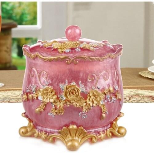 Pink Makeup Brush Storage Box Resin Retro Pen Holder Office Gadget Organization Box Home Crafts Decoration Can Box Supplies