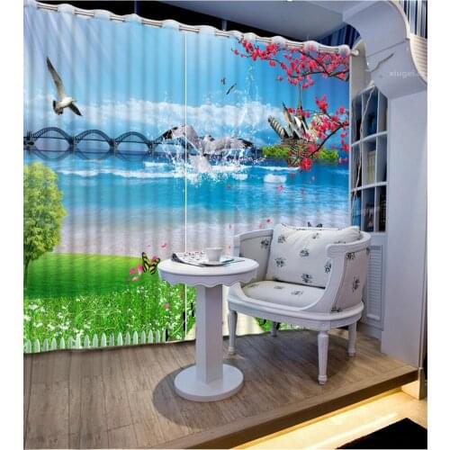 Japanese style curtains Sea view 2019 curtains for window living room bedroom window home curtains