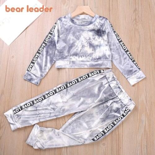 Bear Leader Letter Children Clothing Set Casual Spring Autumn Golden Velvet 2pcs Set Kids Tracksuit for Girls Boys Clothing Sets