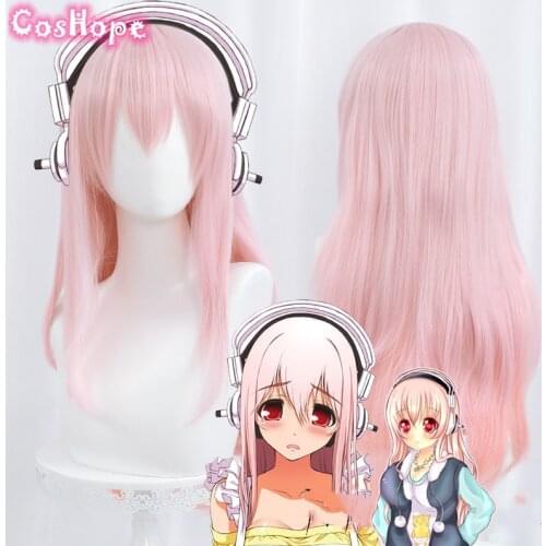 Super Sonico Cosplay 60cm Long Wig Christmas Pink Wig Cosplay Anime Wig Heat Resistant Synthetic Wigs