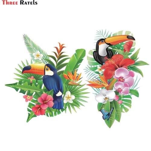 Three Ratels B519 Tropical Flower And Birds For Home Wall Decoration Stckers Laptop Mirror Decals Waterproof Property