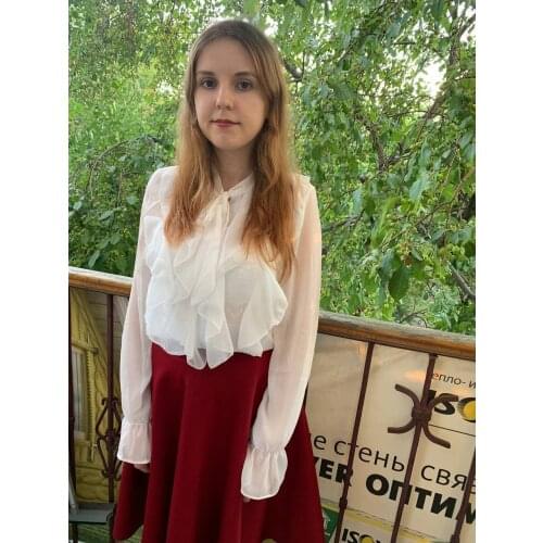 2021 Spring Chiffon Blouse Office Lady Fashion Tops Sweet Bow Shirts Women Casual Long Sleeve Female Blusas Clothing 13864