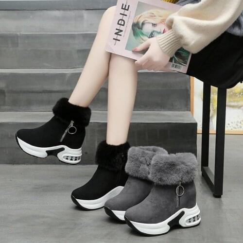Womens boots 2021 new womens suede and cotton warm womens shoes short boots fashion high-heeled non-slip black womens boots