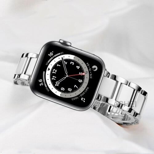 Women strap for apple watch band SE 6 5 4 3 40mm 44mm 38mm 42mm luxury Stainless steel ceramic slim bands for iwatch se Bracelet