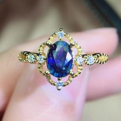 Per Jewelry Natural real blue sapphire ring 925 silver rings 1ct gemstone Free shipping Fine jewelry Q911510