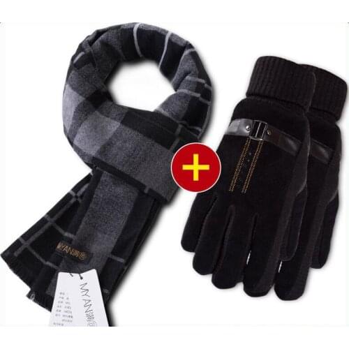 Winter Warm Scarf Glove Set for Men and Women Mixed Color Knitted Wool Thickened Scarf Glove Set for Men Gift