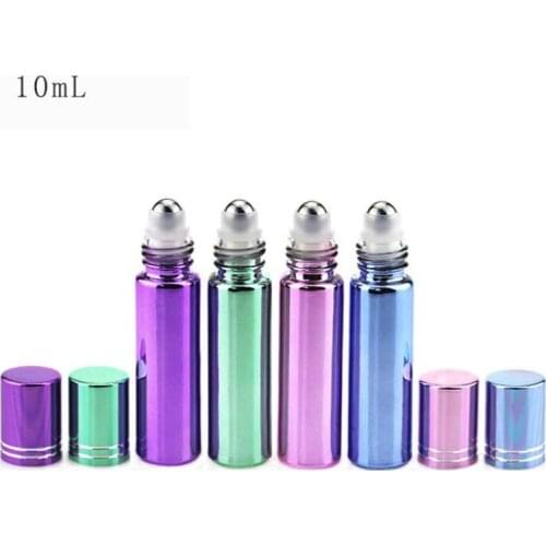 10ml Perfume Empty Glass Roller Bottle with Gold Lid Electroplated Roll On Bottles for Essential Oils Deodorant Container 300pcs