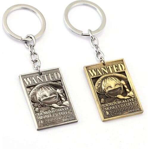 12pcs/lot ONE PIECE Wanted Poster Key Chain Luffy Warrant Key Rings For Gift Chaveiro Car Keychain Jewelry Anime Key Holder