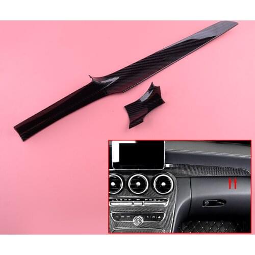 2Pcs/Set Car Center Console Dashboard Panel Cover Trim ABS Fit for Mercedes Benz C Class W205 GLC 2016 2017 2018