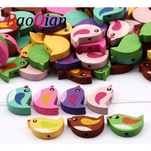 25/50PCS Cute Bird Shape Natural Safety Wooden Spacer Beads Handmade Childrens Bracelet Jewelry Making DIY Toy Gift